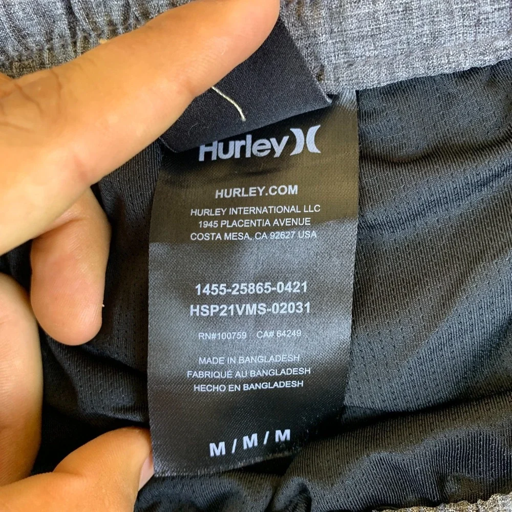 Hurley Board Shorts Mens 30 Gray Good Striped Logo Stretch Drawstring Swimwear